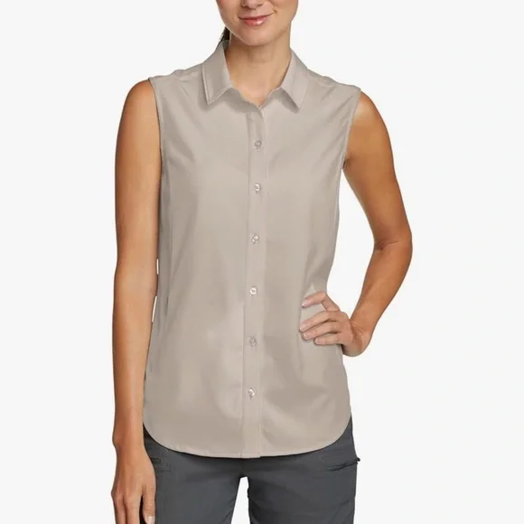 Eddie Bauer Tan Fitted Button Down Shirt - Picture 1 of 6